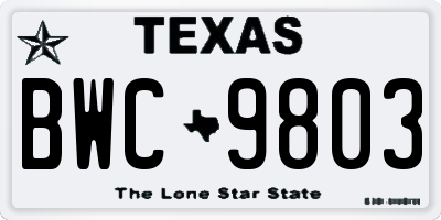 TX license plate BWC9803