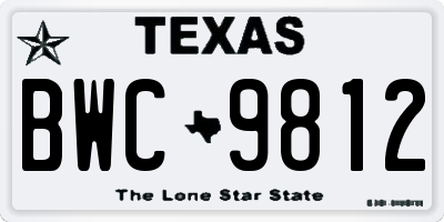 TX license plate BWC9812