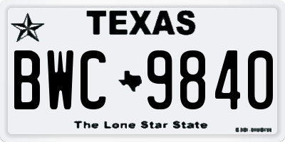 TX license plate BWC9840