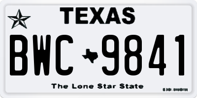 TX license plate BWC9841