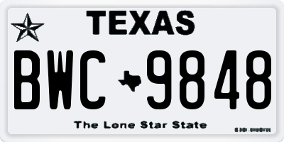 TX license plate BWC9848