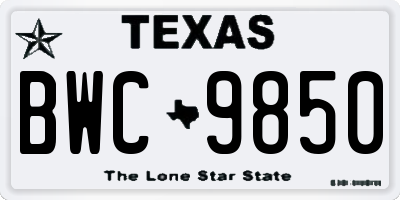 TX license plate BWC9850