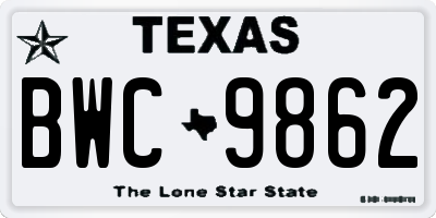 TX license plate BWC9862