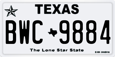 TX license plate BWC9884