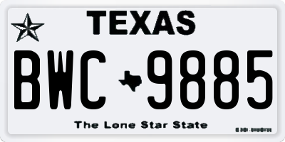 TX license plate BWC9885