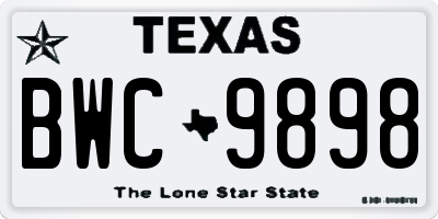 TX license plate BWC9898
