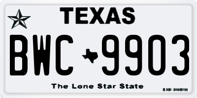 TX license plate BWC9903