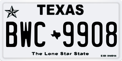 TX license plate BWC9908