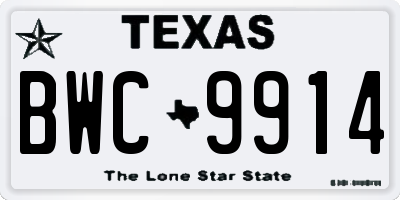 TX license plate BWC9914