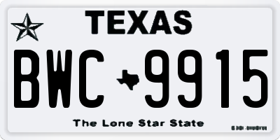 TX license plate BWC9915