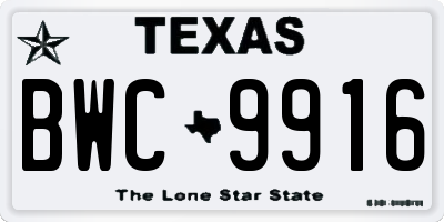 TX license plate BWC9916