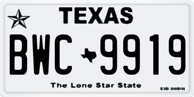 TX license plate BWC9919