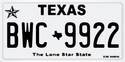 TX license plate BWC9922