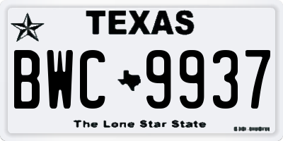 TX license plate BWC9937