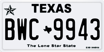 TX license plate BWC9943