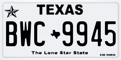 TX license plate BWC9945