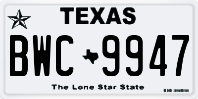 TX license plate BWC9947