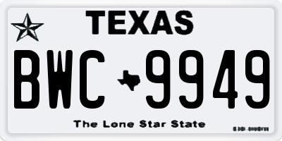 TX license plate BWC9949