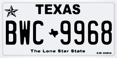 TX license plate BWC9968