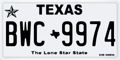 TX license plate BWC9974