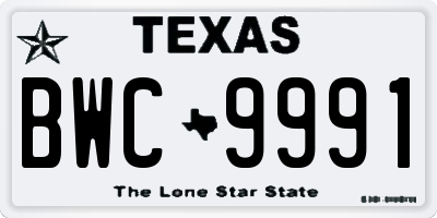 TX license plate BWC9991