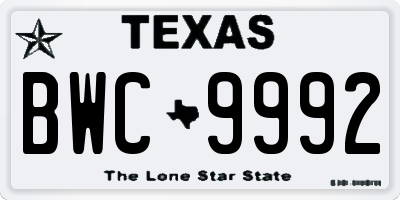 TX license plate BWC9992