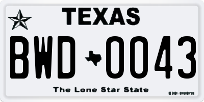 TX license plate BWD0043