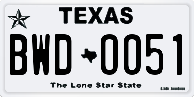 TX license plate BWD0051
