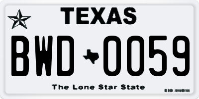TX license plate BWD0059