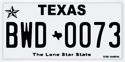 TX license plate BWD0073