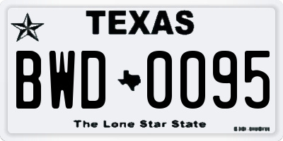 TX license plate BWD0095