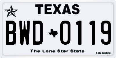 TX license plate BWD0119