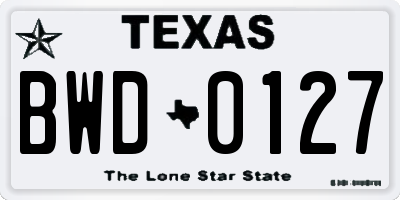 TX license plate BWD0127