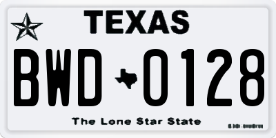 TX license plate BWD0128