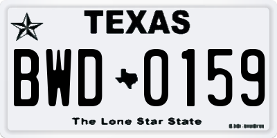 TX license plate BWD0159