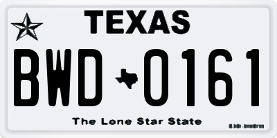TX license plate BWD0161