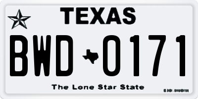 TX license plate BWD0171