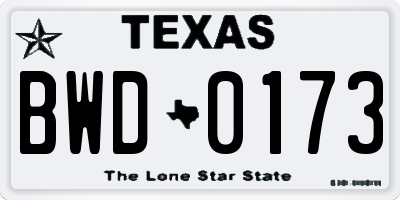 TX license plate BWD0173