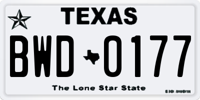 TX license plate BWD0177