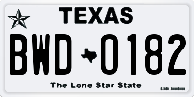 TX license plate BWD0182