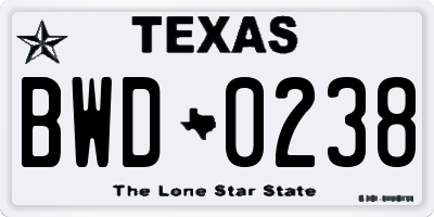 TX license plate BWD0238