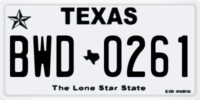 TX license plate BWD0261