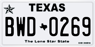 TX license plate BWD0269