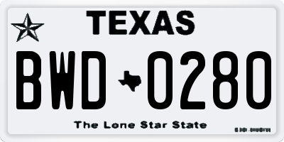 TX license plate BWD0280