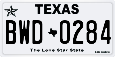 TX license plate BWD0284