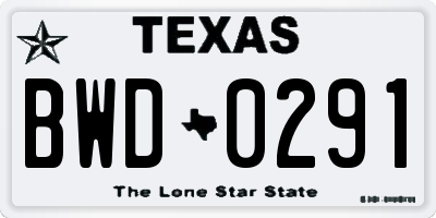 TX license plate BWD0291