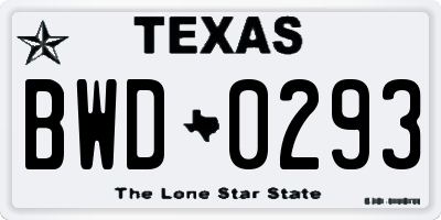 TX license plate BWD0293