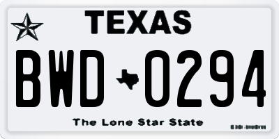 TX license plate BWD0294