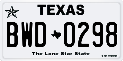 TX license plate BWD0298