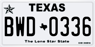 TX license plate BWD0336